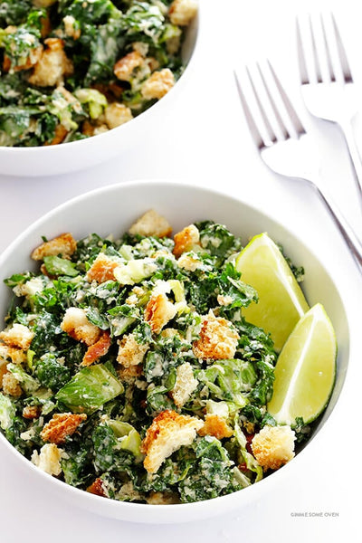 Kale Caesar Salad with Oil-Free Dressing, serves 4